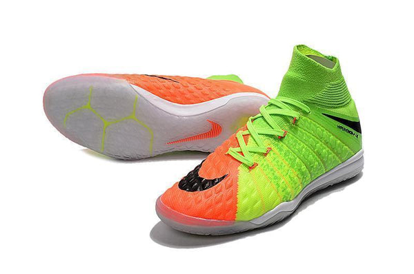 Nike HypervenomX Proximo II DF Indoor Soccer Shoes Green Black Orange - SocSports