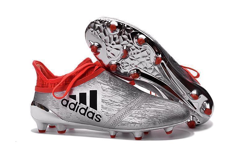 Adidas X 16+ Purechaos FG/AG Soccer Cleats Silver Metallic Solar Red - SocSports
