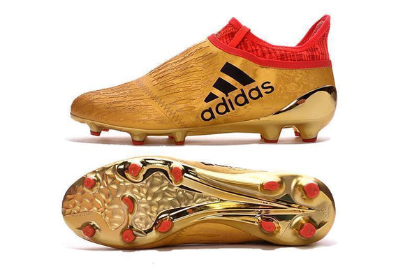 Adidas X 16+ Purechaos FG/AG Soccer Cleats Metallic Gold Red - SocSports