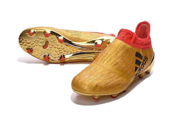 Adidas X 16+ Purechaos FG/AG Soccer Cleats Metallic Gold Red - SocSports
