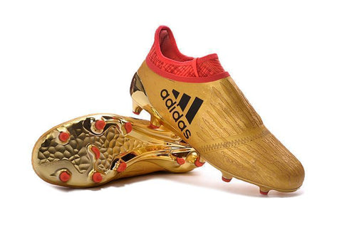 Adidas X 16+ Purechaos FG/AG Soccer Cleats Metallic Gold Red - SocSports