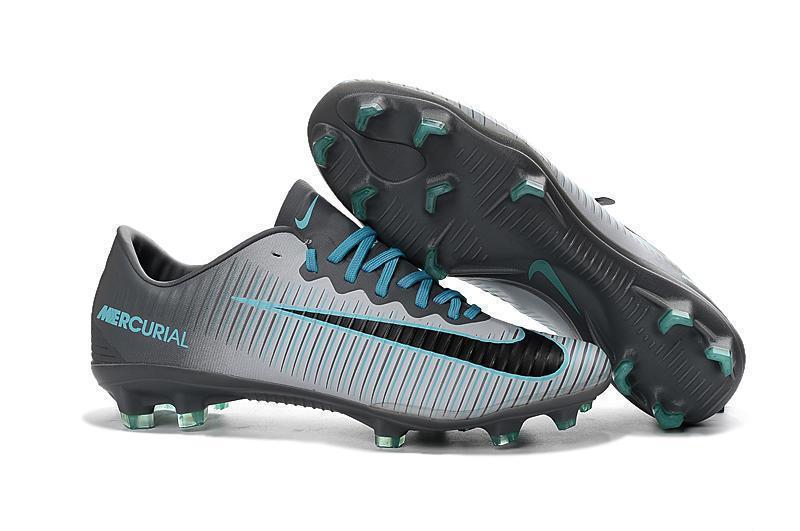 Nike Mercurial Vapor XI FG Soccer Cleats Grey Black Blue - SocSports