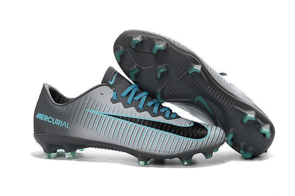 Nike Mercurial Vapor XI FG Soccer Cleats Grey Black Blue - SocSports