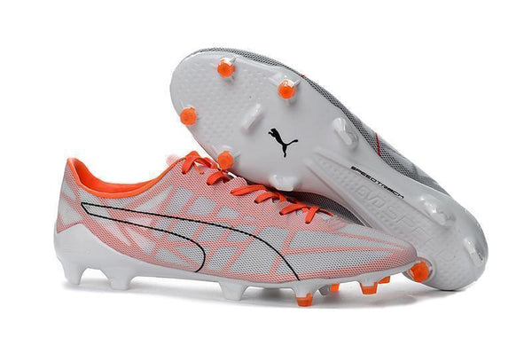 PUMA evoSPEED 1.4 SL FG Soccer Cleats White Solar Pink - SocSports