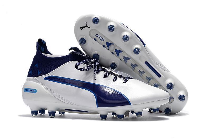 PUMA evoTOUCH Pro FG Soccer Cleats White Deep Blue