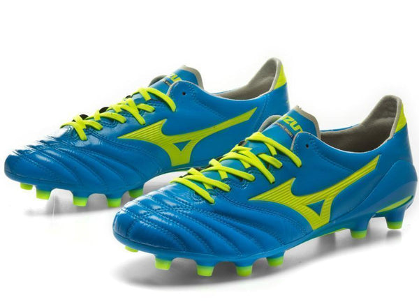 Mizuno Morelia Neo II FG Soccer Cleats Diva Blue Safety Yellow - SocSports