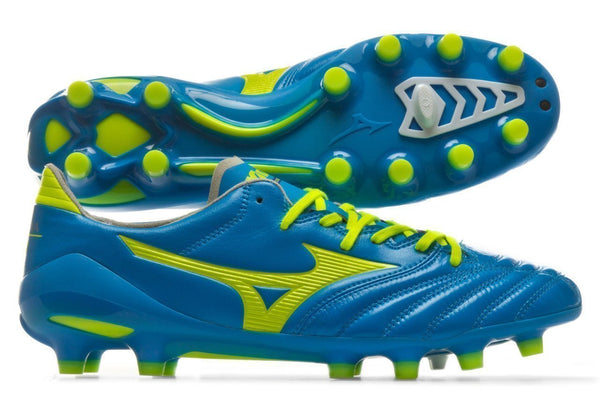Mizuno Morelia Neo II FG Soccer Cleats Diva Blue Safety Yellow - SocSports
