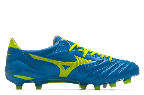 Mizuno Morelia Neo II FG Soccer Cleats Diva Blue Safety Yellow - SocSports