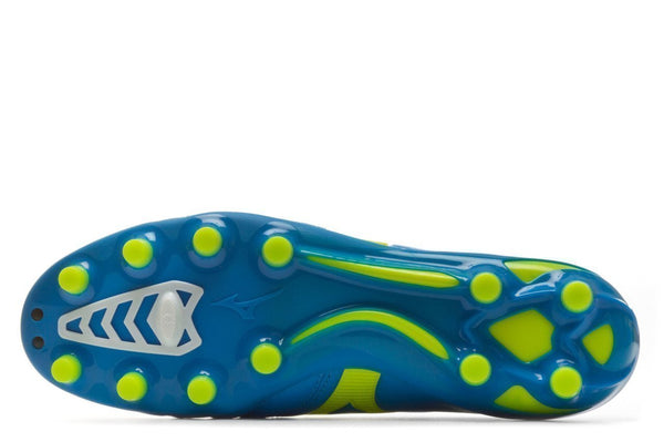 Mizuno Morelia Neo II FG Soccer Cleats Diva Blue Safety Yellow - SocSports