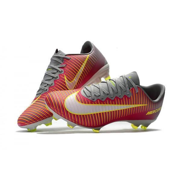 Nike Mercurial Vapor XI FG Soccer Cleats Red Grey Yellow White - SocSports