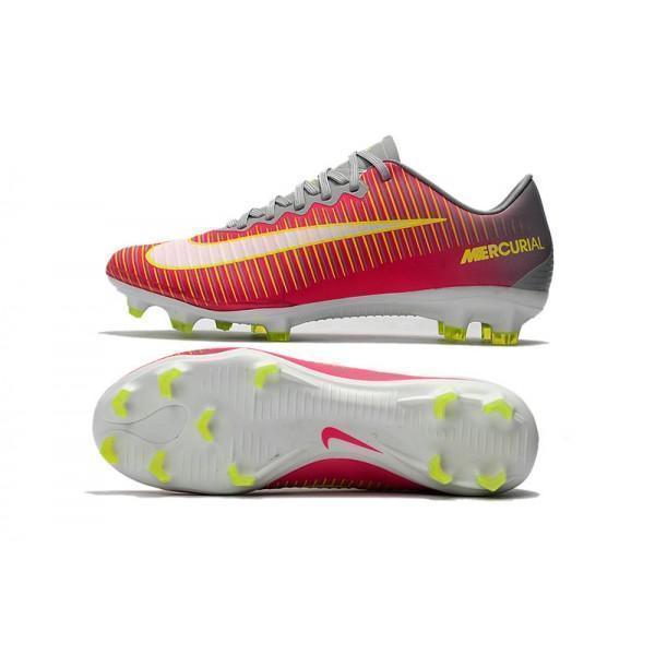 Nike Mercurial Vapor XI FG Soccer Cleats Red Grey Yellow White - SocSports
