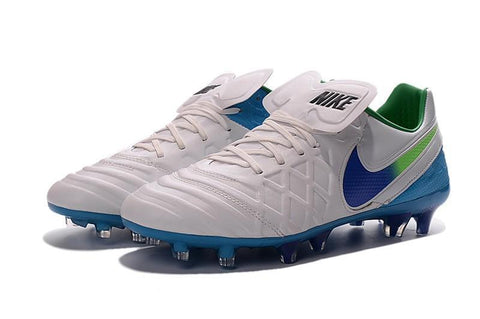 Nike Tiempo Legend VI FG Soccer Cleats White Blue Green - SocSports