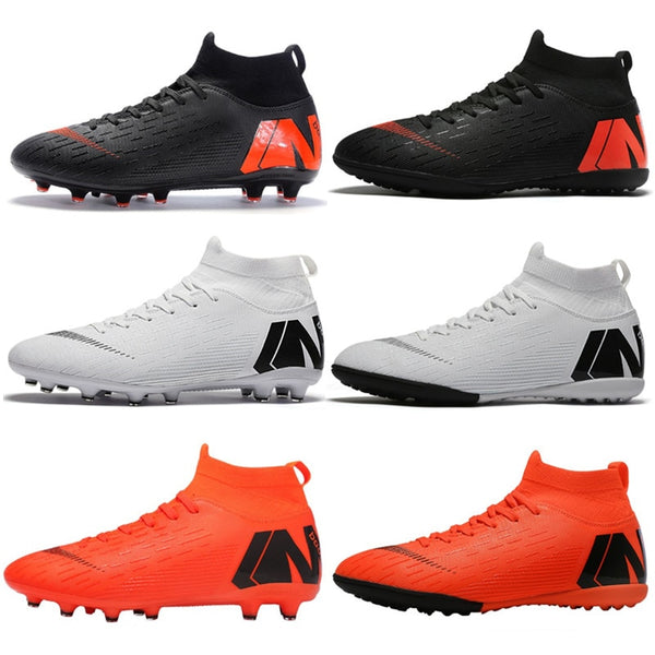 Outdoor Men Boys Soccer Shoes Football Boots High Ankle Kids Cleats Training Sport Sneakers Size 35-46 Dropshipping