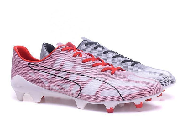 PUMA evoSPEED 1.4 SL FG Soccer Cleats White Solar Pink - SocSports