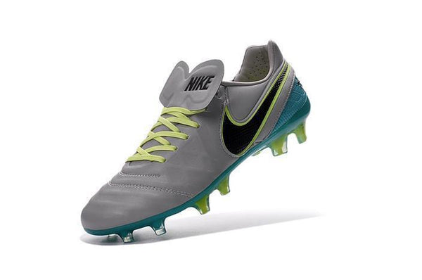 Nike Tiempo Legend VI FG Soccer Cleats Grey Green Black - SocSports