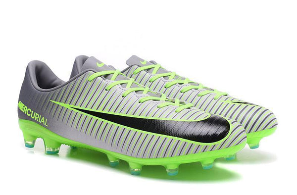 Nike Mercurial Vapor XI AG Soccer Cleats Grey Black Green - SocSports