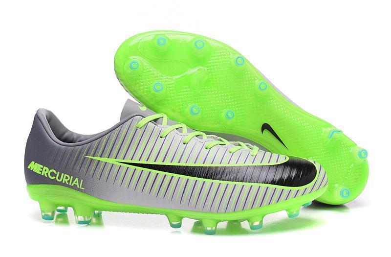 Nike Mercurial Vapor XI AG Soccer Cleats Grey Black Green - SocSports