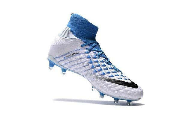 Nike Hypervenom Phantom III DF FG Soccer Cleats White Blue Grey - SocSports