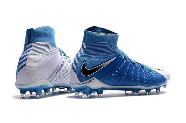 Nike Hypervenom Phantom III DF FG Soccer Cleats White Blue Grey - SocSports