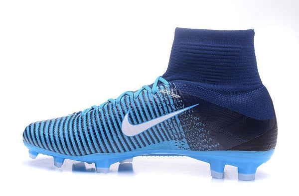 Nike Mercurial Superfly V FG Soccer Cleats Blue Dark White - SocSports