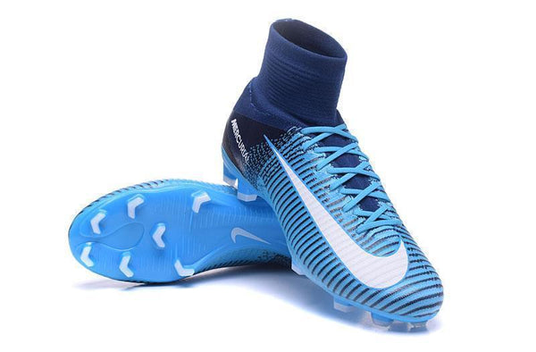 Nike Mercurial Superfly V FG Soccer Cleats Blue Dark White - SocSports