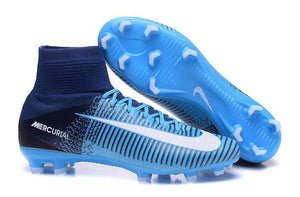 Nike Mercurial Superfly V FG Soccer Cleats Blue Dark White - SocSports