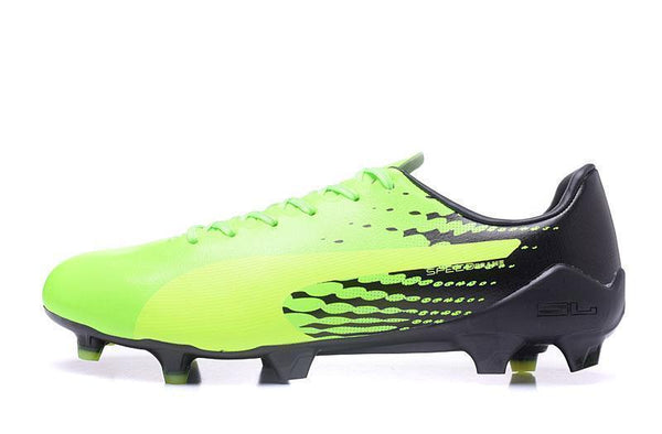 PUMA evoSPEED 17 SL-S FG Soccer Cleats Green Black Yellow - SocSports