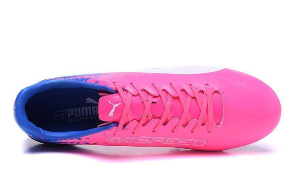 PUMA evoSPEED 17 SL-S FG Soccer Cleats Pink Blue White - SocSports