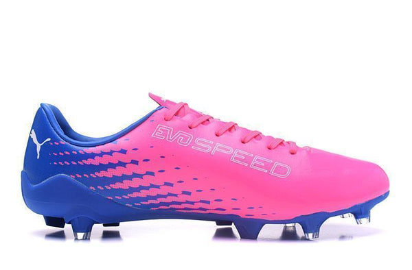 PUMA evoSPEED 17 SL-S FG Soccer Cleats Pink Blue White - SocSports