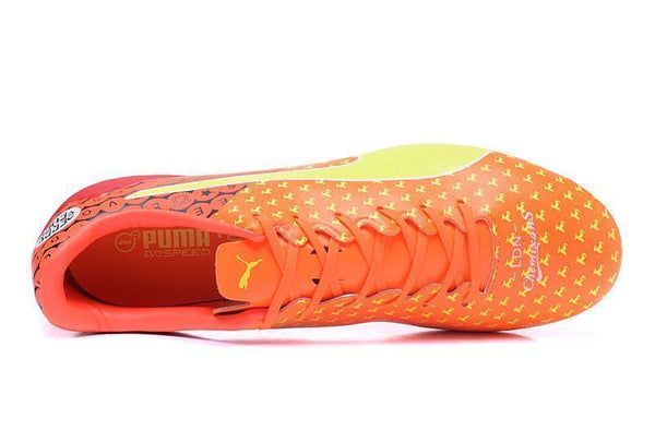 PUMA evoSPEED 17 SL-S FG Soccer Cleats Orange Yellow Red Black - SocSports