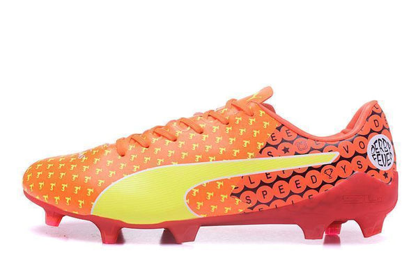 PUMA evoSPEED 17 SL-S FG Soccer Cleats Orange Yellow Red Black - SocSports