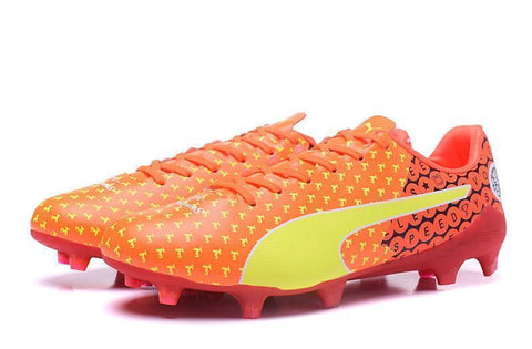 PUMA evoSPEED 17 SL-S FG Soccer Cleats Orange Yellow Red Black - SocSports