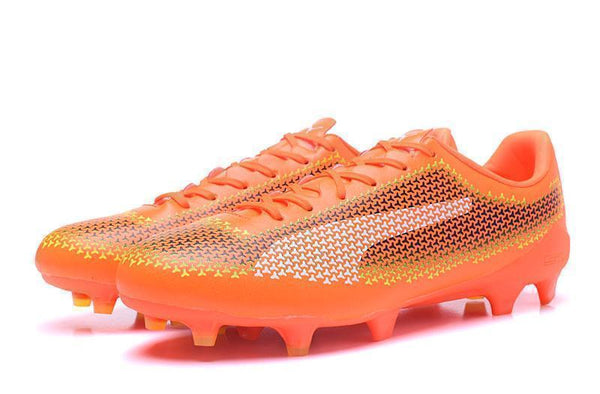 PUMA evoSPEED 17 FG Soccer Cleats Orange Black White - SocSports