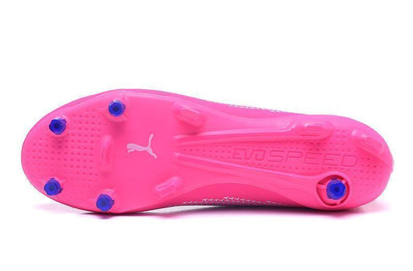 PUMA evoSPEED 17 FG Soccer Cleats Pink Blue White - SocSports