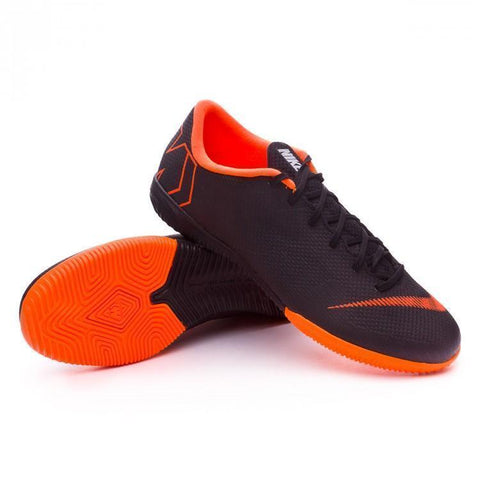 Nike Mercurial VaporX XII Academy IC Soccer Cleats Total Black Orange - SocSports