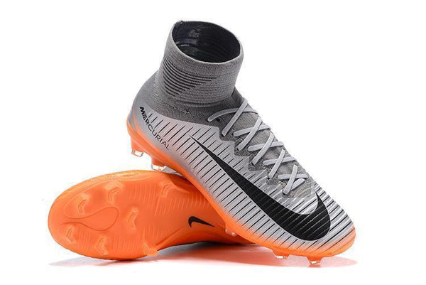 Nike Mercurial Superfly V FG Soccer Cleats Silver Orange Black - SocSports