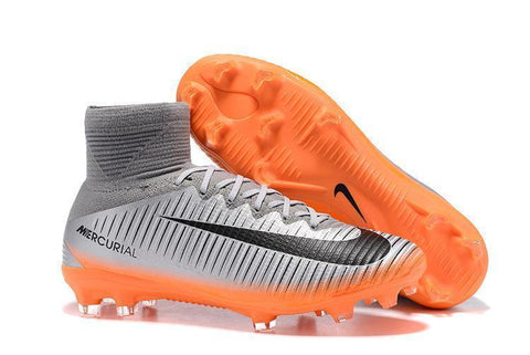 Nike Mercurial Superfly V FG Soccer Cleats Silver Orange Black - SocSports