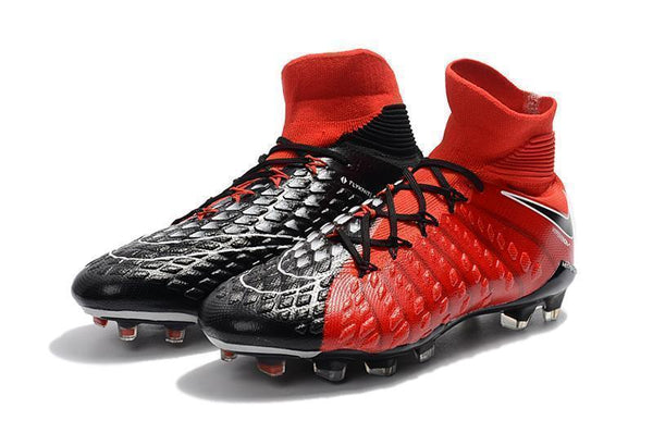 Nike Hypervenom Phantom III DF FG Soccer Cleats Fire Red Black - SocSports