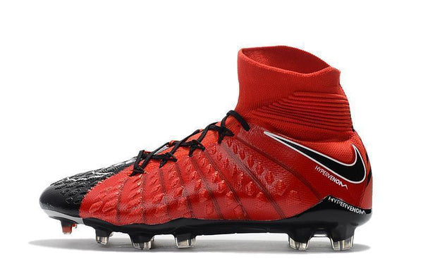 Nike Hypervenom Phantom III DF FG Soccer Cleats Fire Red Black - SocSports